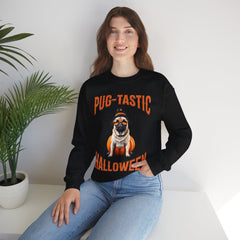 Pug Halloween Adult Sweatshirt - Pug-tastic Halloween Dog Adult Sweatshirt, Orange Halloween Adult Sweatshirts, Halloween Adult Sweatshirt