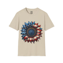 4th of July Shirt: Patriotic Sunflower American Flag Tee for Independence Day, Shirt for Women, Sunflower Tshirt, Fourth of July