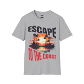 Escape The Cost Tee - Sunset Palm Tree Tee, Trendy Sunset Unisex Beach Shirt, Perfect Summer Shirt and Beach Outfit, Ideal Vacay Shirt