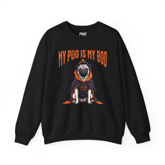 Pug Halloween Adult Sweatshirt - My Pug is My Boo Sweatshirt, Dog Halloween Adult Sweatshirt, Trendy Women Halloween Tee, Perfect Pug Gift