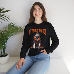 Pug Halloween Adult Sweatshirt - My Pug is My Boo Sweatshirt, Dog Halloween Adult Sweatshirt, Trendy Women Halloween Tee, Perfect Pug Gift