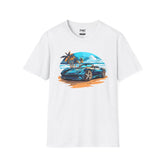 Palm Tree Shirt - Sport Car Summer Shirt for Men, Trendy Beach Shirt and Summer Outfit, Cool Vacay Shirt, Ideal Summer Gift