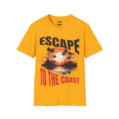 Escape The Cost Tee - Sunset Palm Tree Tee, Trendy Sunset Unisex Beach Shirt, Perfect Summer Shirt and Beach Outfit, Ideal Vacay Shirt