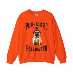 Pug Halloween Adult Sweatshirt - Pug-tastic Halloween Dog Adult Sweatshirt, Orange Halloween Adult Sweatshirts, Halloween Adult Sweatshirt