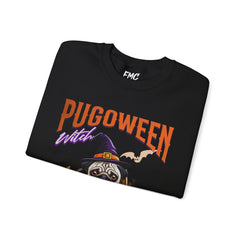 Pug Halloween Adult Sweatshirt - Pugoween Witch Sweatshirt, Dog Halloween Sweatshirt, Trendy Women Halloween Sweatshirt, Perfect Pug Gift