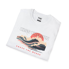 Kiss the Sun Shirt - Chase the Waves Tee, Abstract Ocean Design, Unisex Summer Shirt, Trendy Beach Shirt, Perfect Summer Outfit, Vacay Tee