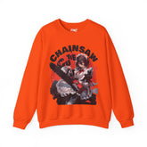 Chainsaw Cutie Sweatshirt - Anime Chainsaw Halloween Sweatshirt, Cute Women and Girls Halloween Sweatshirt, Trendy and Popular Halloween Apparel
