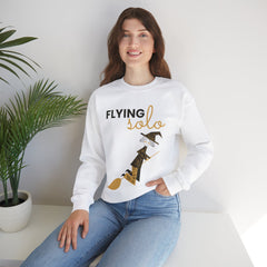 Flying Solo Sweathirt - Minimalist Witch Halloween Sweatshirt, Women Halloween Sweatshirt, Trendy and Popular Girls Halloween Apparel