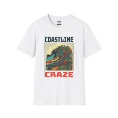 Coastline Craze Shirt - Man Surfing Colorful Summer Tee, Cool Beach Tee for Men, Trendy Summer Shirt, Perfect Summer Beach Outfit, Vacay Tee