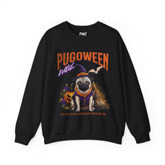 Pug Halloween Adult Sweatshirt - Pugoween Witch Sweatshirt, Dog Halloween Sweatshirt, Trendy Women Halloween Sweatshirt, Perfect Pug Gift