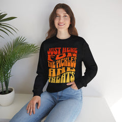 Just Here For Pickle Halloween Sweatshirt - Wavy Retro Halloween Tee, Trendy Fall Shirt for Moms, Perfect Women Vintage Halloween Gift