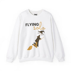 Flying Solo Sweathirt - Minimalist Witch Halloween Sweatshirt, Women Halloween Sweatshirt, Trendy and Popular Girls Halloween Apparel