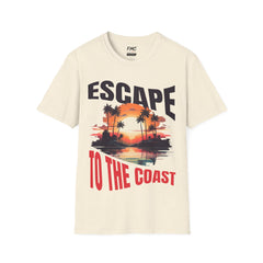 Escape The Cost Tee - Sunset Palm Tree Tee, Trendy Sunset Unisex Beach Shirt, Perfect Summer Shirt and Beach Outfit, Ideal Vacay Shirt