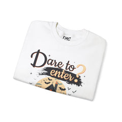 Dare to Enter Sweatshirt - Haunted House Design, Scary House Sweatshirt, Unisex Halloween Sweatshirt, Trendy and Halloween Apparel for Men and Women