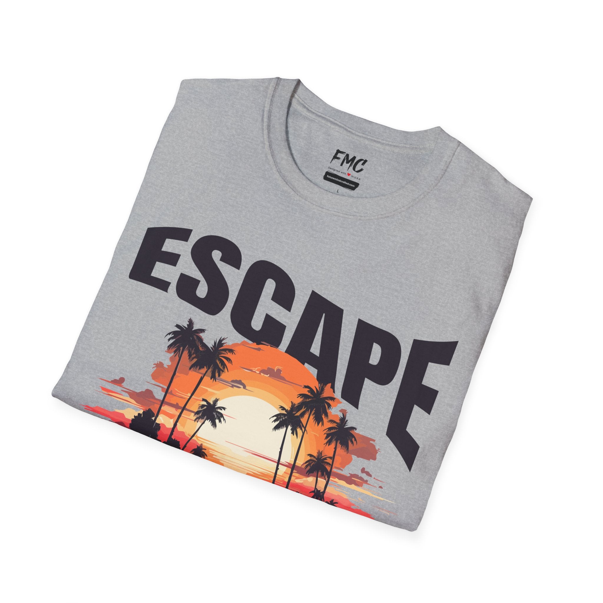 Escape The Cost Tee - Sunset Palm Tree Tee, Trendy Sunset Unisex Beach Shirt, Perfect Summer Shirt and Beach Outfit, Ideal Vacay Shirt