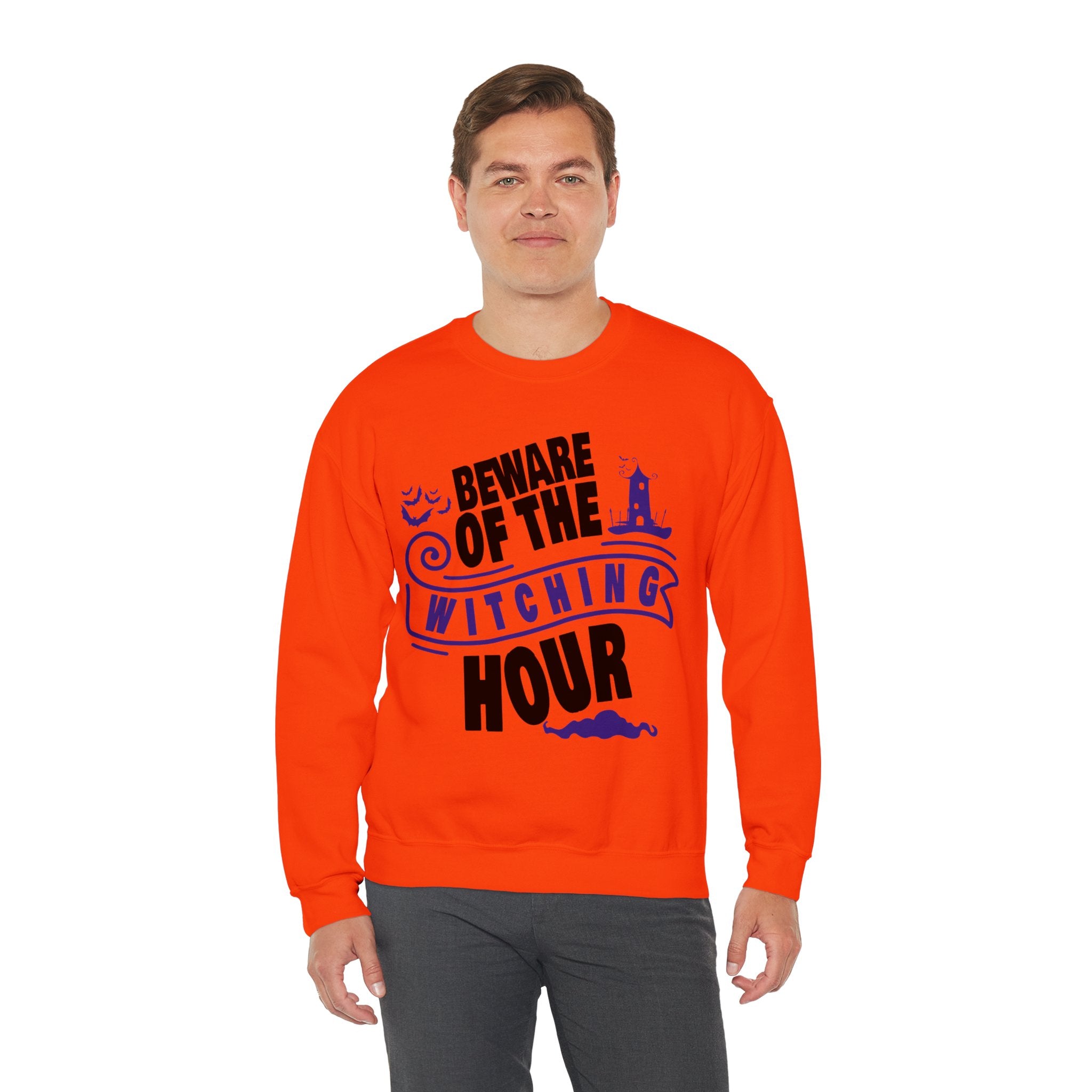 Beware of Witching Hour - Retro Witch Halloween Sweatshirt, Unisex Halloween Sweatshirt, Trendy Men and Women Halloween Sweatshirt, Halloween Apparel