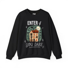 Enter If You Dare Sweatshirt - Haunted House Sweatshirt, Scary House Sweatshirt, Unisex Halloween Apparel, Funny Halloween Puns, Trendy Halloween Sweatshirt
