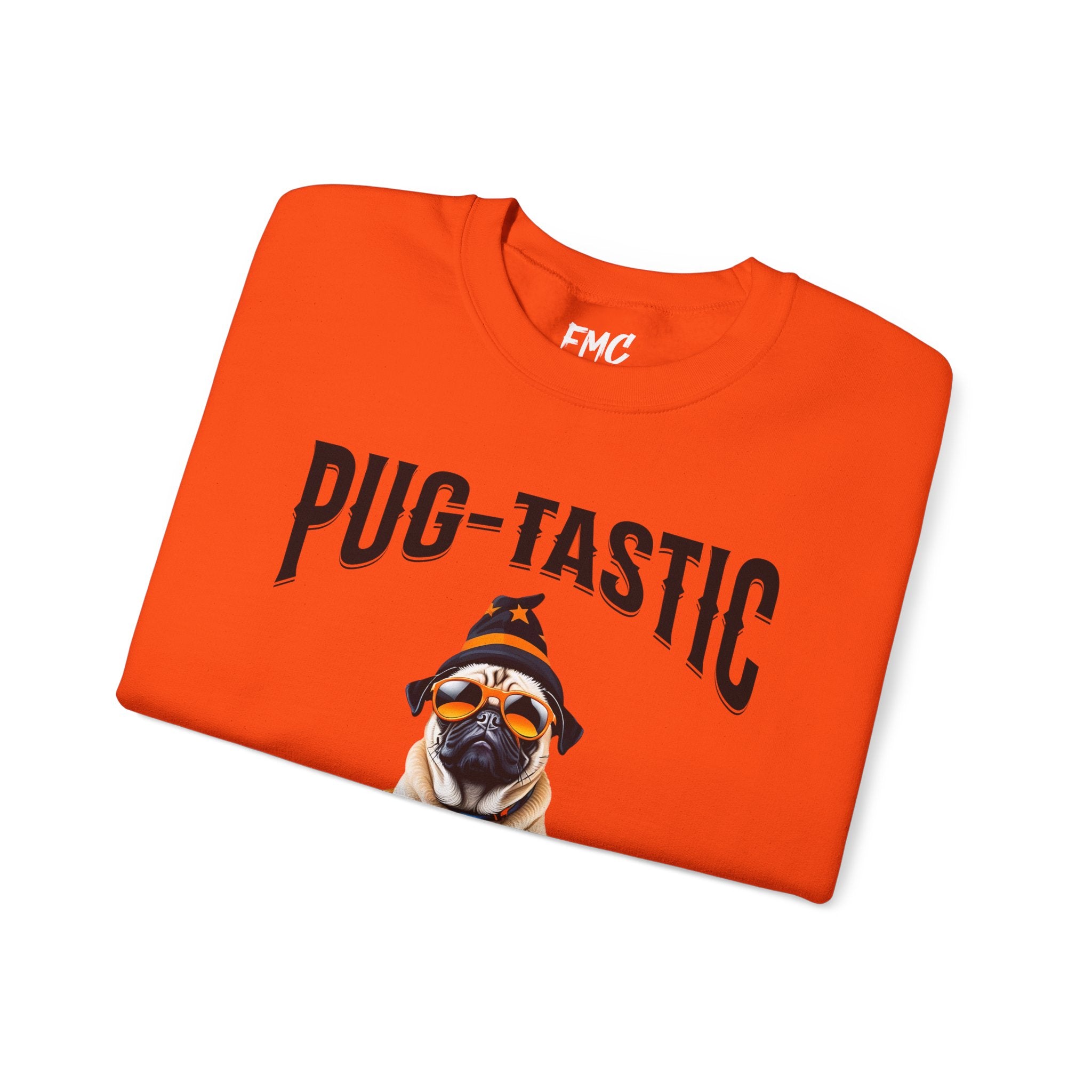 Pug Halloween Adult Sweatshirt - Pug-tastic Halloween Dog Adult Sweatshirt, Orange Halloween Adult Sweatshirts, Halloween Adult Sweatshirt