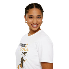 Flying Solo Shirt - Minimalist Witch Halloween Shirt, Women Halloween Shirt, Trendy and Popular Girls Halloween Apparel Tee