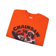 Chainsaw Cutie Sweatshirt - Anime Chainsaw Halloween Sweatshirt, Cute Women and Girls Halloween Sweatshirt, Trendy and Popular Halloween Apparel