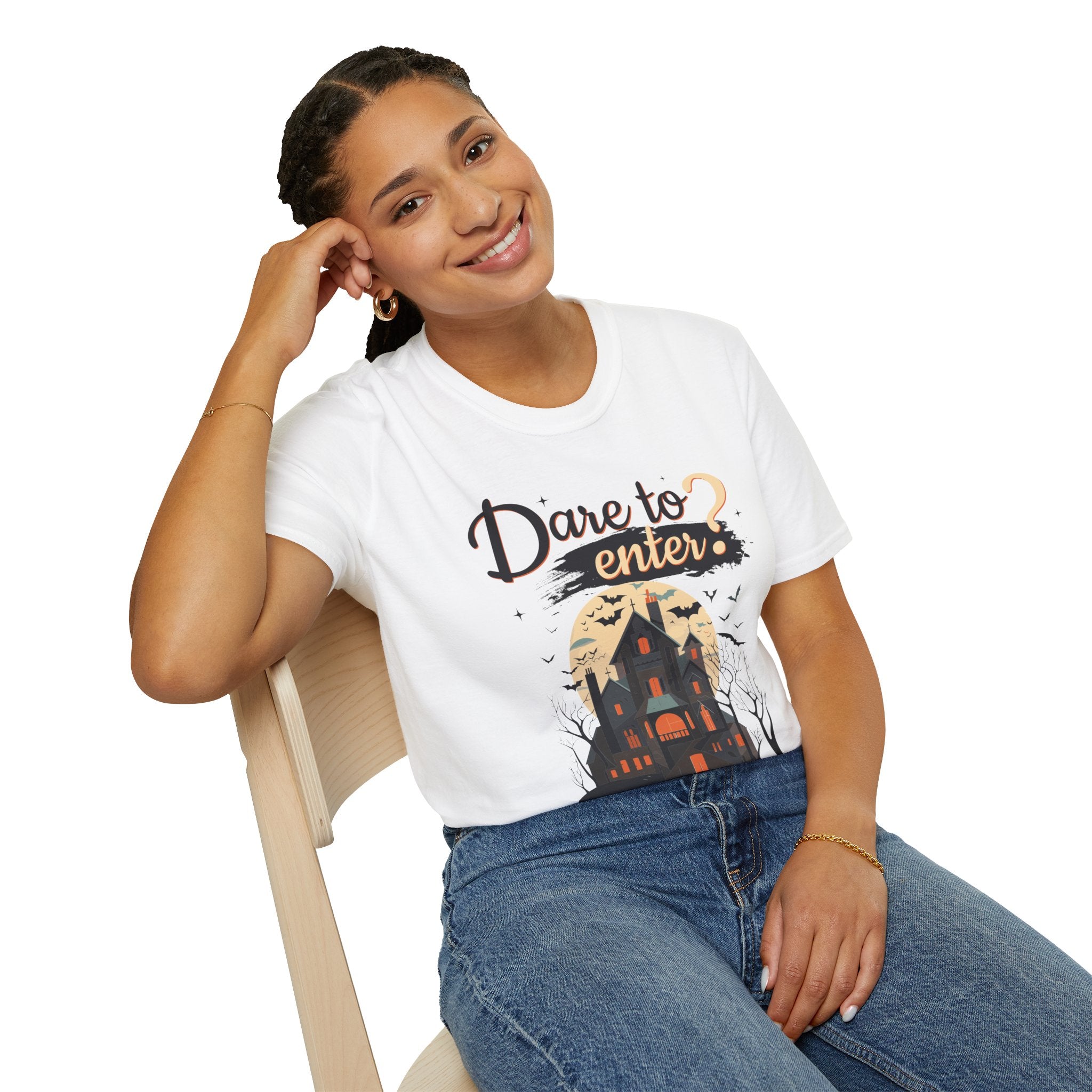 Dare to Enter Shirt - Haunted House Design, Scary House Sweatshirt, Unisex Halloween Shirt, Trendy and Halloween Apparel for Men and Women