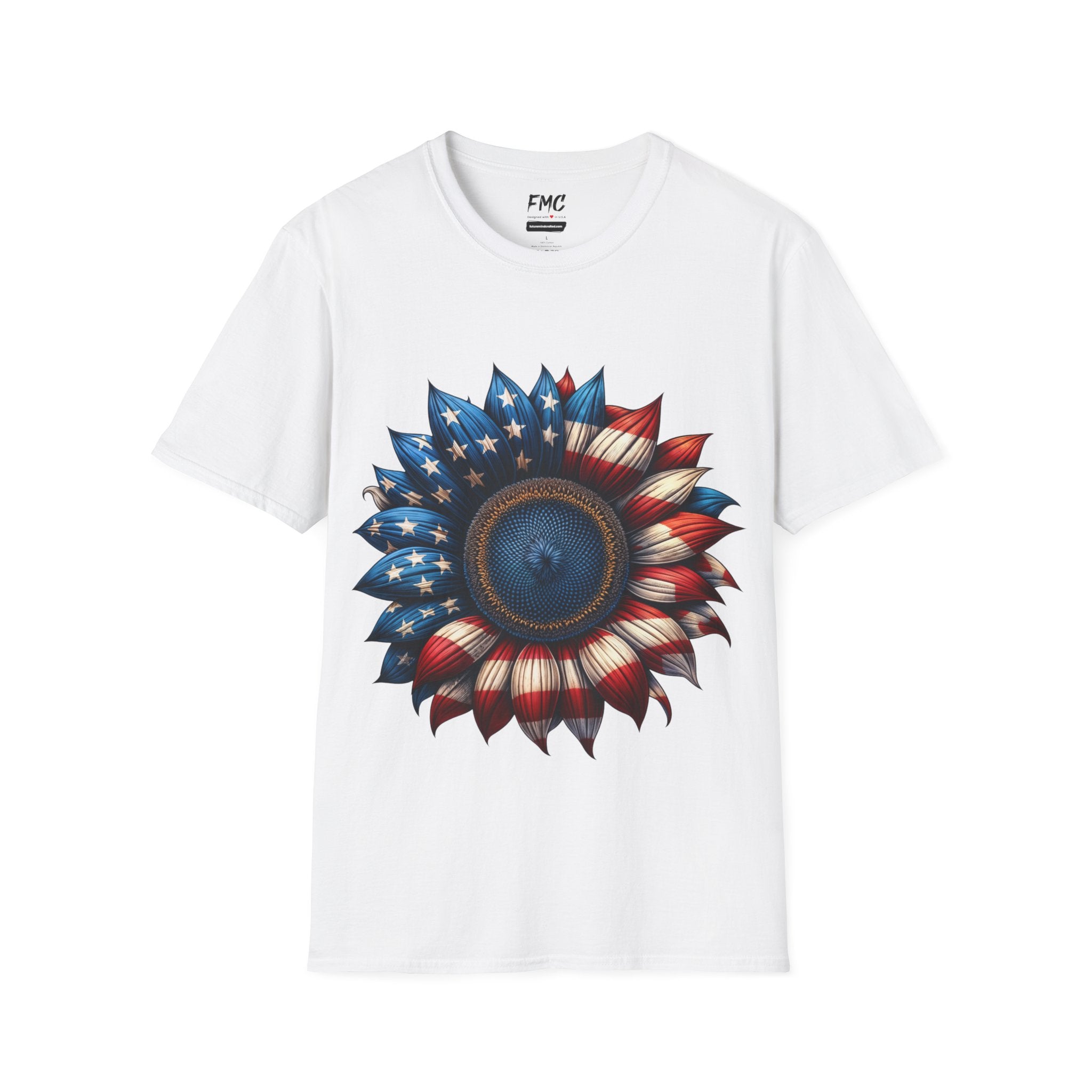 4th of July Shirt: Patriotic Sunflower American Flag Tee for Independence Day, Shirt for Women, Sunflower Tshirt, Fourth of July