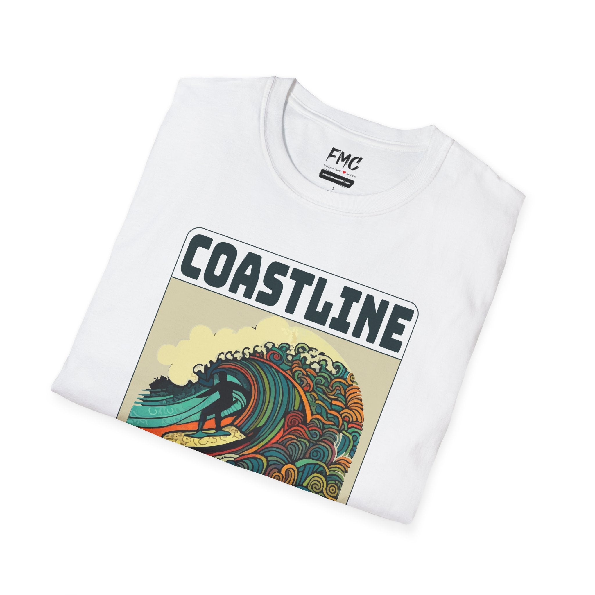 Coastline Craze Shirt - Man Surfing Colorful Summer Tee, Cool Beach Tee for Men, Trendy Summer Shirt, Perfect Summer Beach Outfit, Vacay Tee