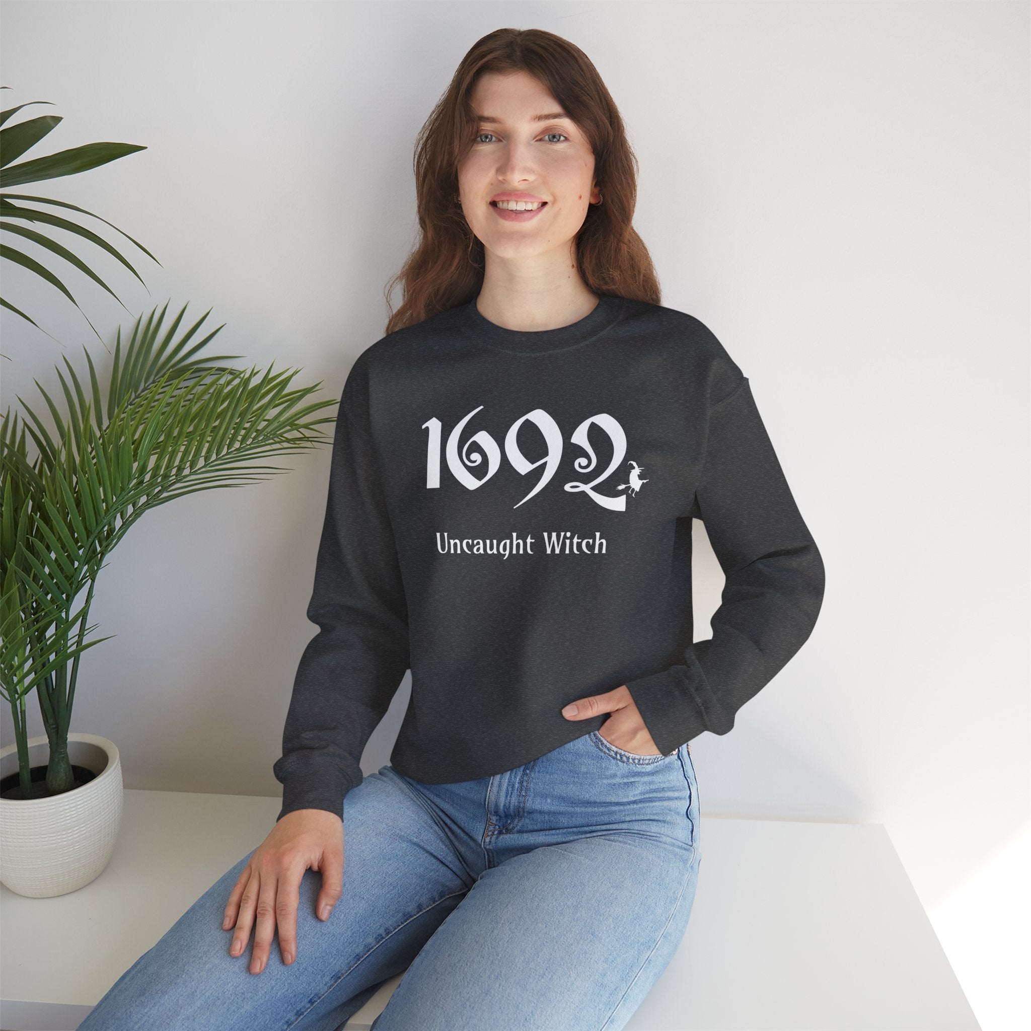 1692 Salem Witch Halloween Adult Sweatshirt - 1692 Uncaught Witch Sweat, 1692 Salem Witch Sweat, Halloween Sweatshirts, Trendy Halloween