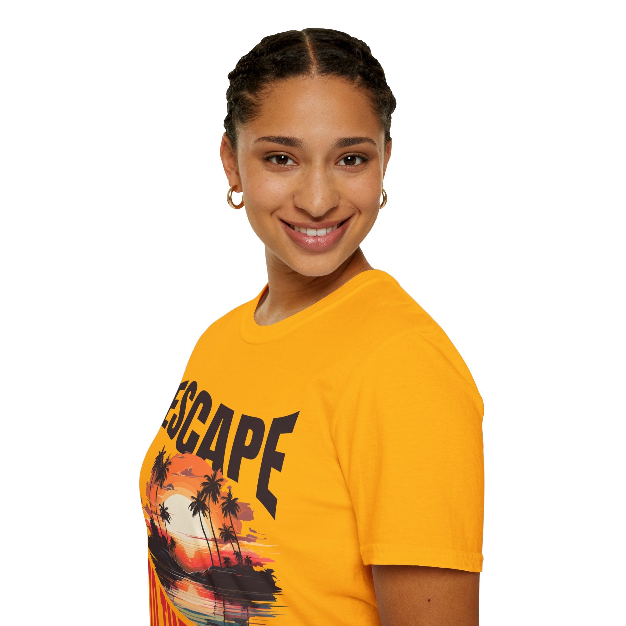 Escape The Cost Tee - Sunset Palm Tree Tee, Trendy Sunset Unisex Beach Shirt, Perfect Summer Shirt and Beach Outfit, Ideal Vacay Shirt