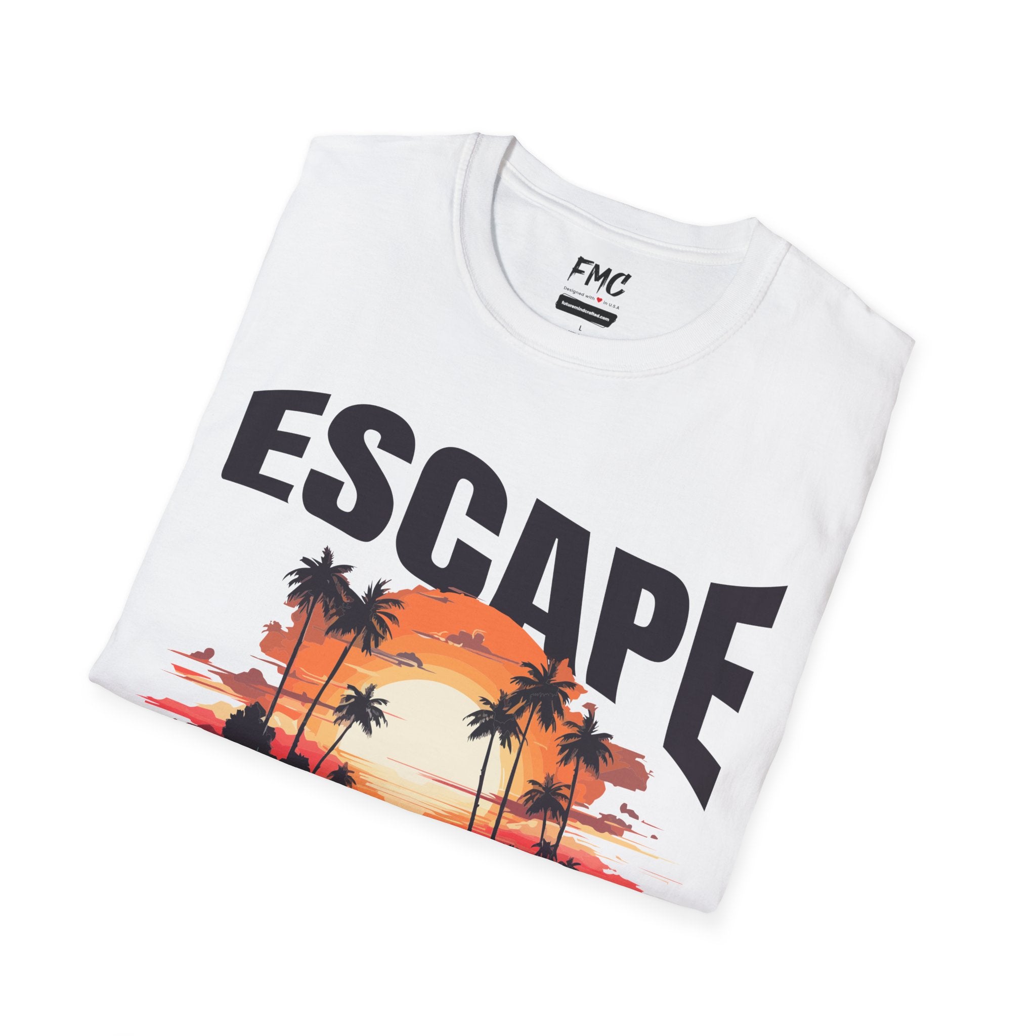 Escape The Cost Tee - Sunset Palm Tree Tee, Trendy Sunset Unisex Beach Shirt, Perfect Summer Shirt and Beach Outfit, Ideal Vacay Shirt