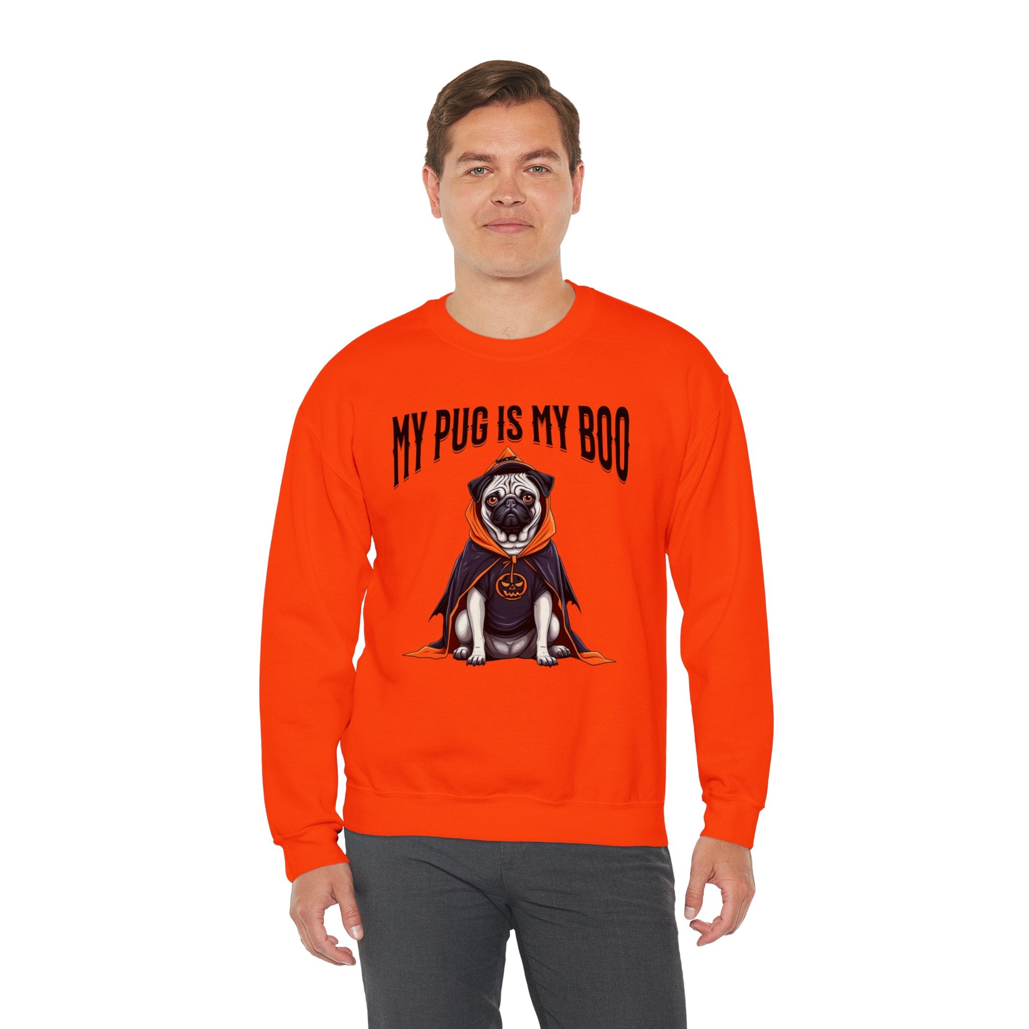 Pug Halloween Adult Sweatshirt - My Pug is My Boo Sweatshirt, Dog Halloween Adult Sweatshirt, Trendy Women Halloween Tee, Perfect Pug Gift