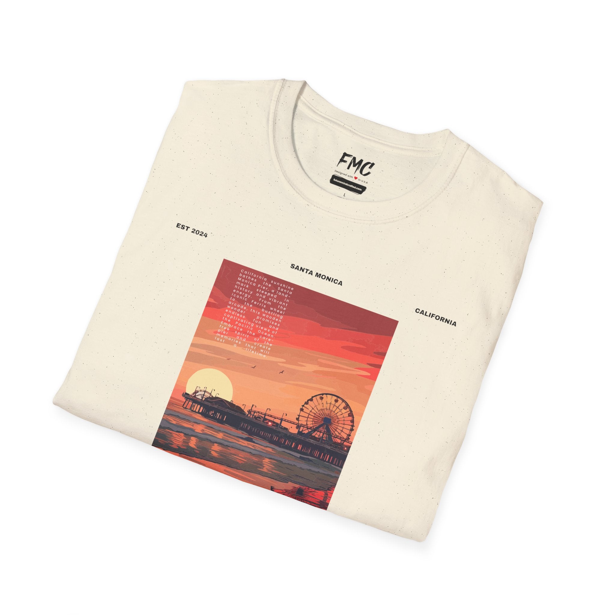 Santa Monica Pier Shirt - Beautiful Sunset California Tee, Trendy Unisex Beach Shirt, Perfect Summer Shirt and Beach Outfit, Ideal Vacay Tee