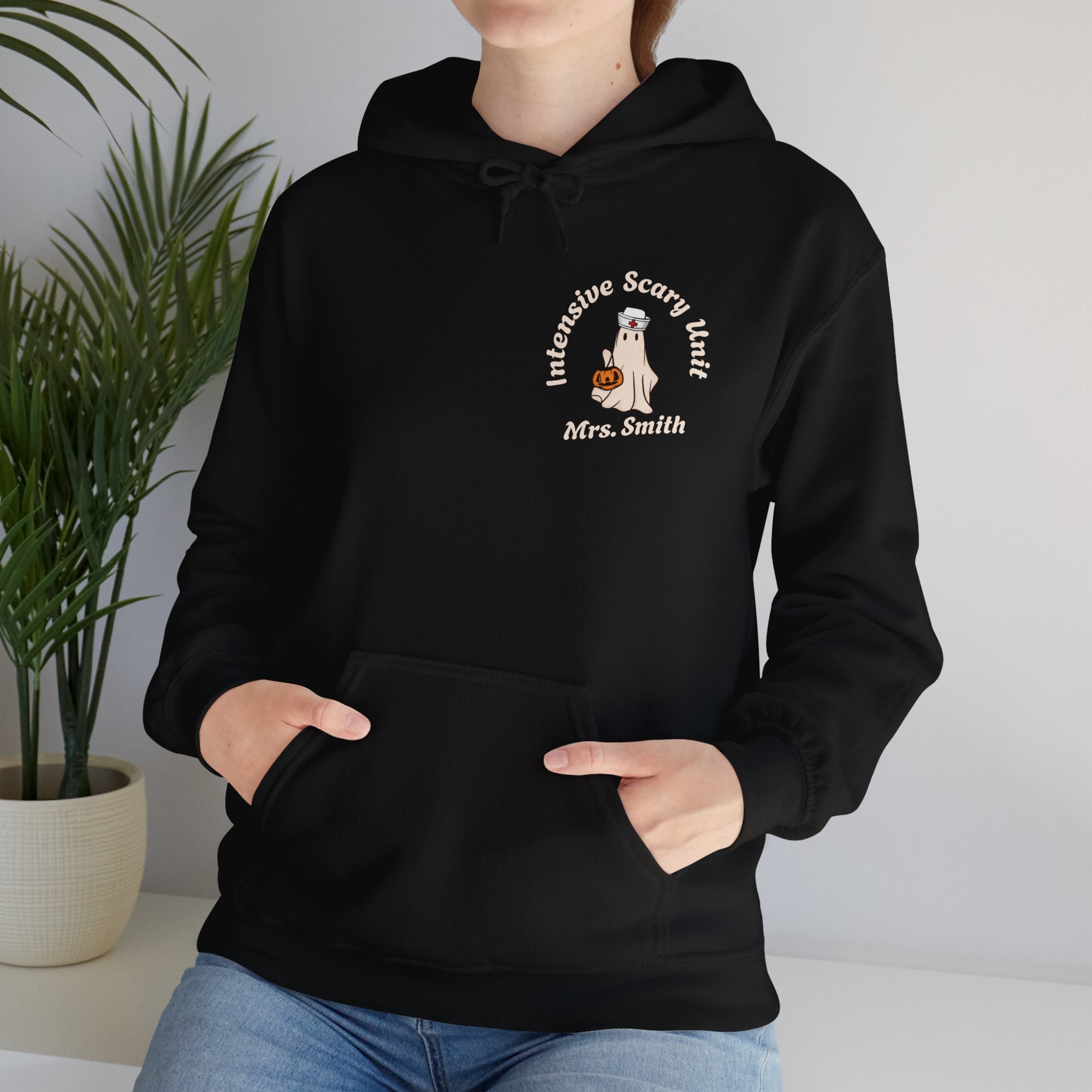 ICU Halloween Adult Hoodie - Custom Nurse Halloween Adult Hoodie, Boo ICU Nurse Fall Adult Hoodie, Popular Boo Med Adult Hoodie