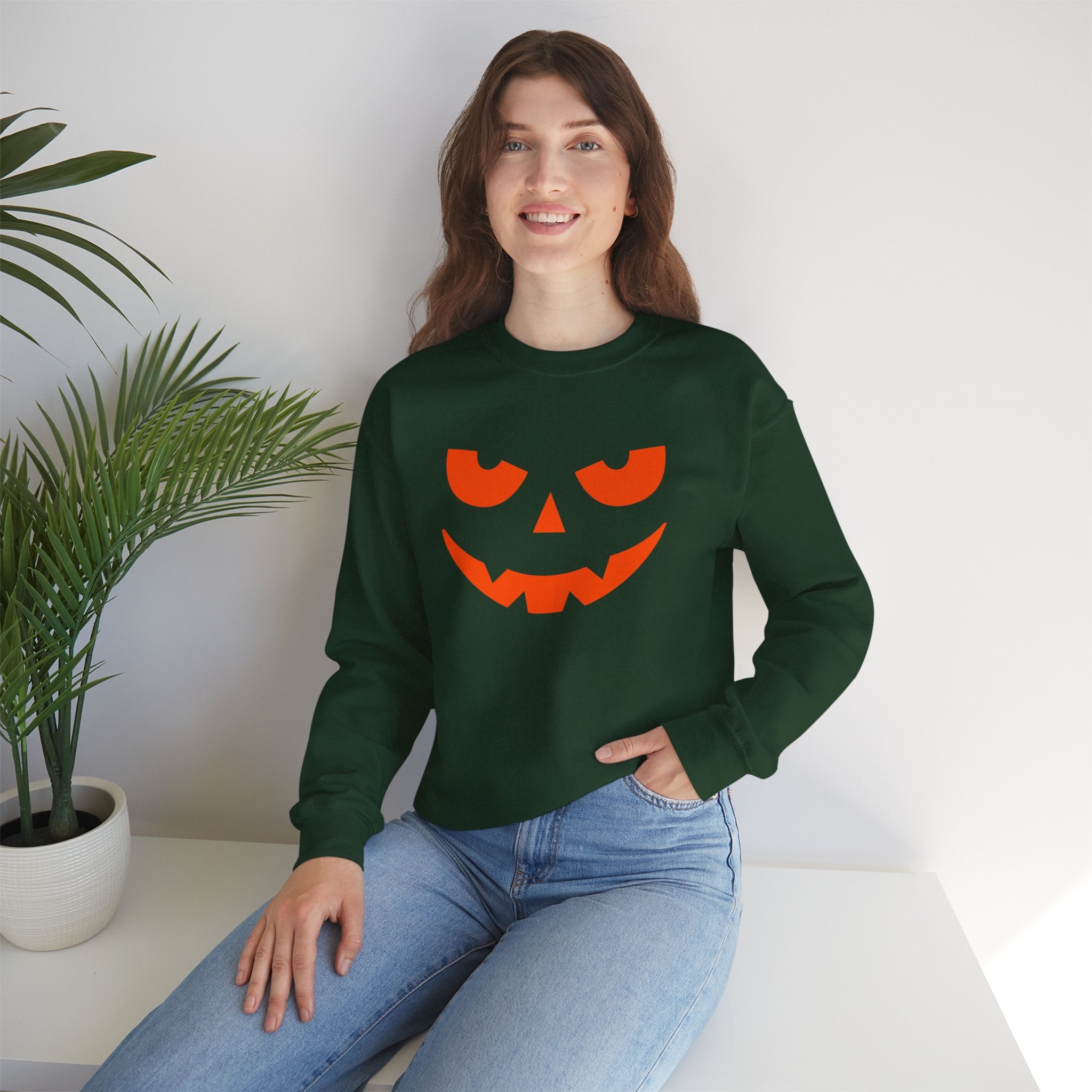 Pumpkin Face Halloween Sweatshirt - Jack O Lantern Sweatshirt, Scary Pumpkin Sweatshirt, Family Halloween Sweatshirt, Unisex Halloween Sweatshirt