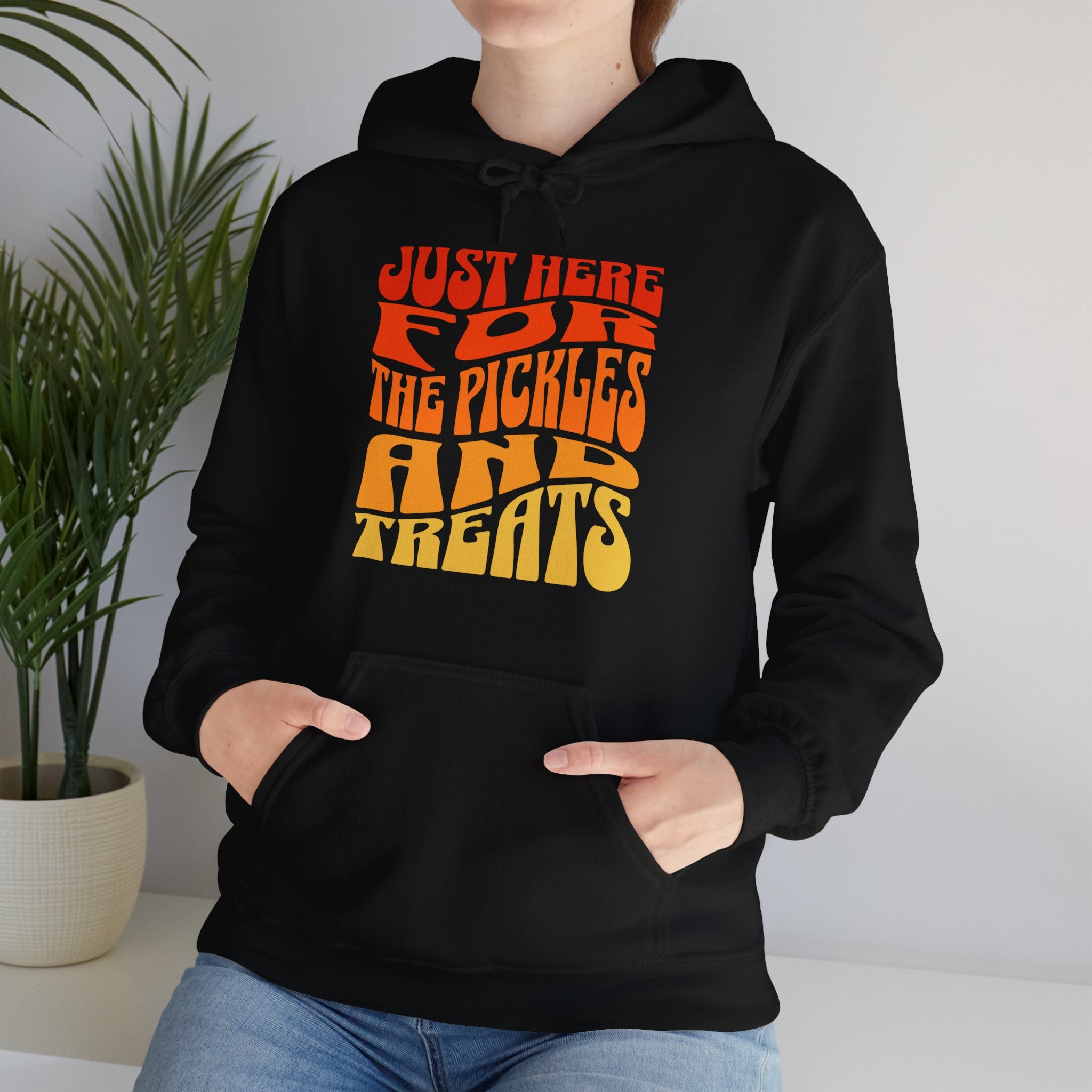 Just Here For Pickle Halloween Hoodie - Wavy Retro Halloween Tee, Trendy Fall Shirt for Moms, Perfect Women Vintage Halloween Gift