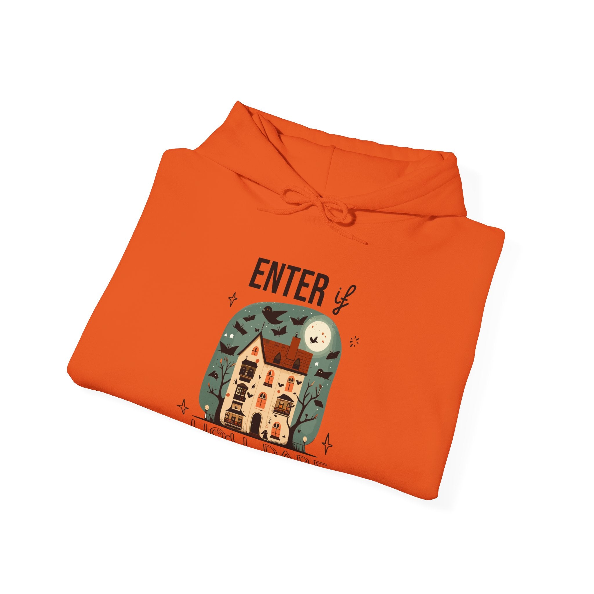 Enter If You Dare Hoodie - Haunted House Hoodie, Scary House Hoodie, Unisex Halloween Apparel, Funny Halloween Puns, Trendy Halloween Hoodie