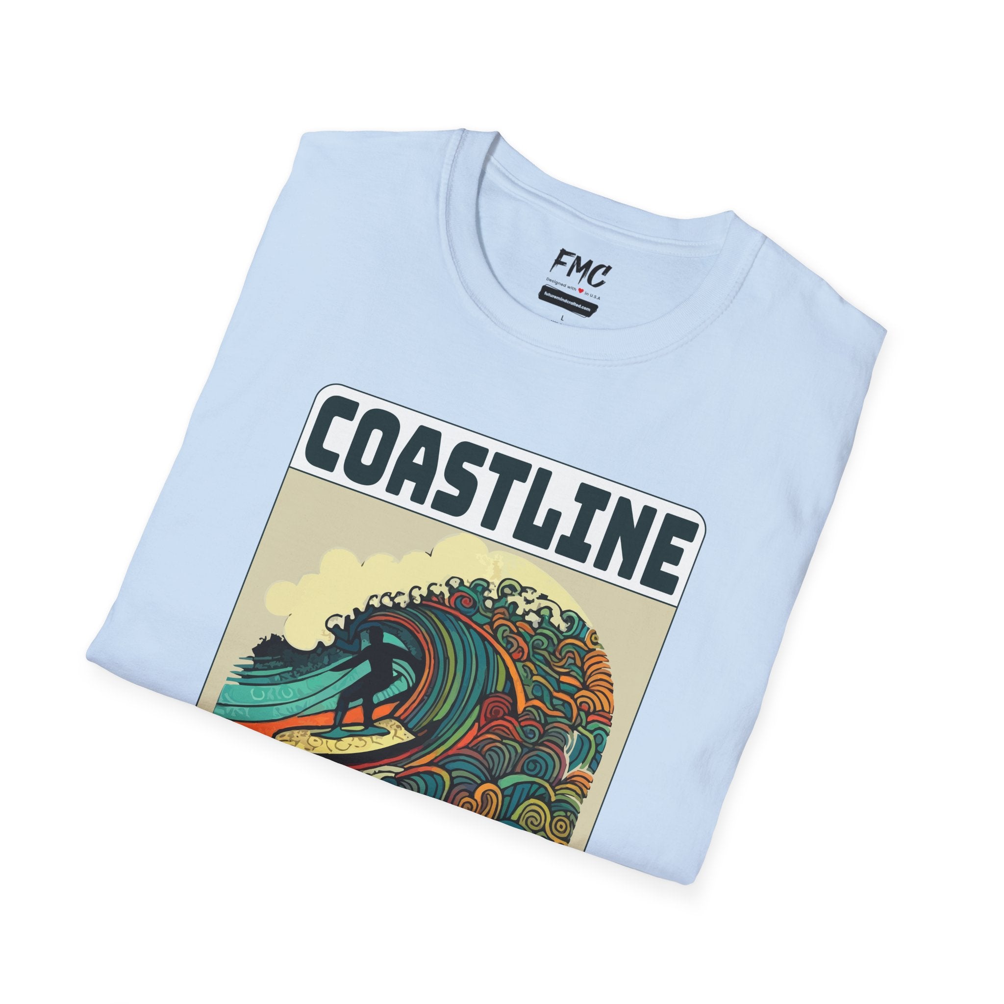 Coastline Craze Shirt - Man Surfing Colorful Summer Tee, Cool Beach Tee for Men, Trendy Summer Shirt, Perfect Summer Beach Outfit, Vacay Tee