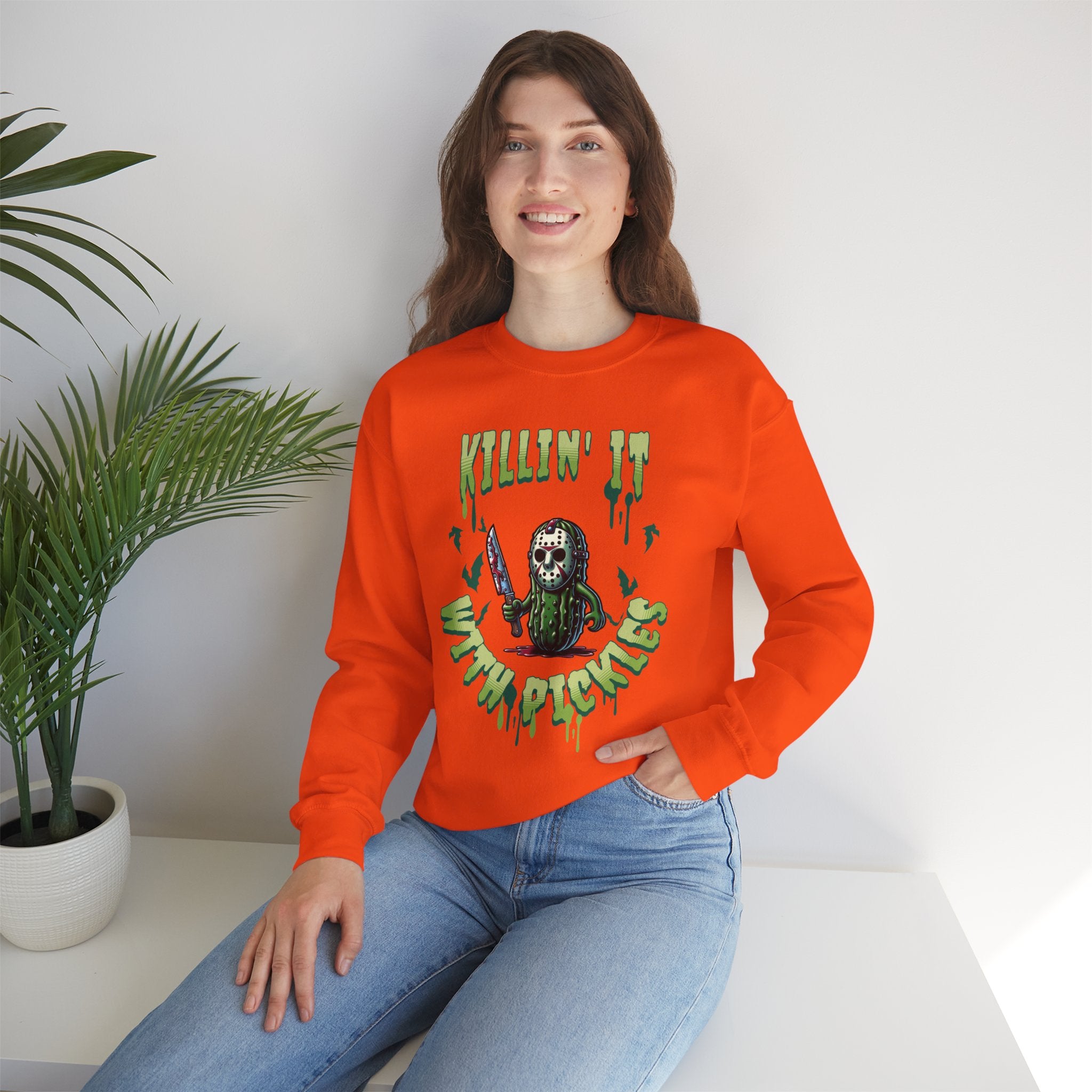 Pickle Jason Adult Sweatshirt - Pickle Jason Voorhees Halloween Adult Sweatshirt, Unisex Halloween Adult Sweatshirt, Pickle Lover Gift