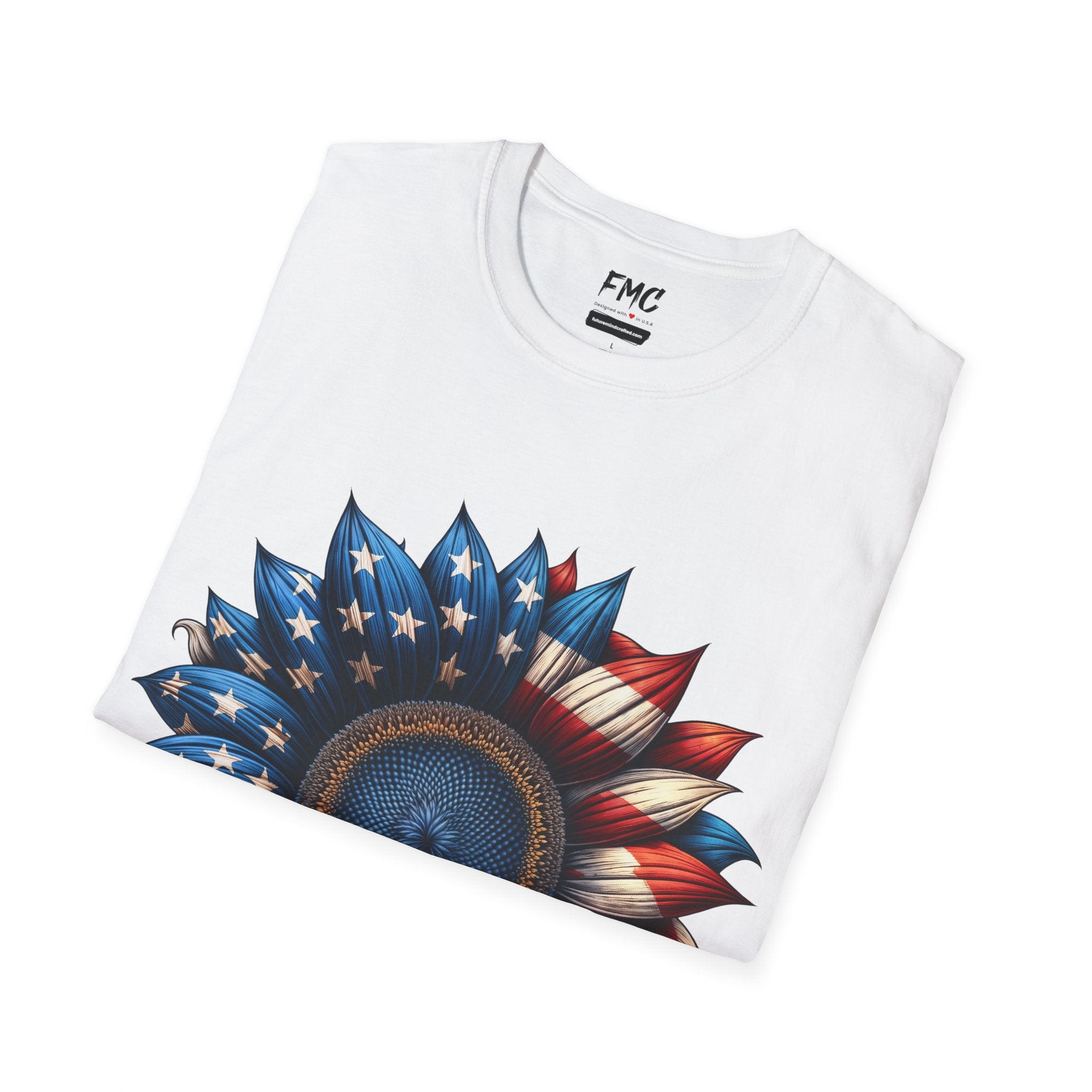 4th of July Shirt: Patriotic Sunflower American Flag Tee for Independence Day, Shirt for Women, Sunflower Tshirt, Fourth of July