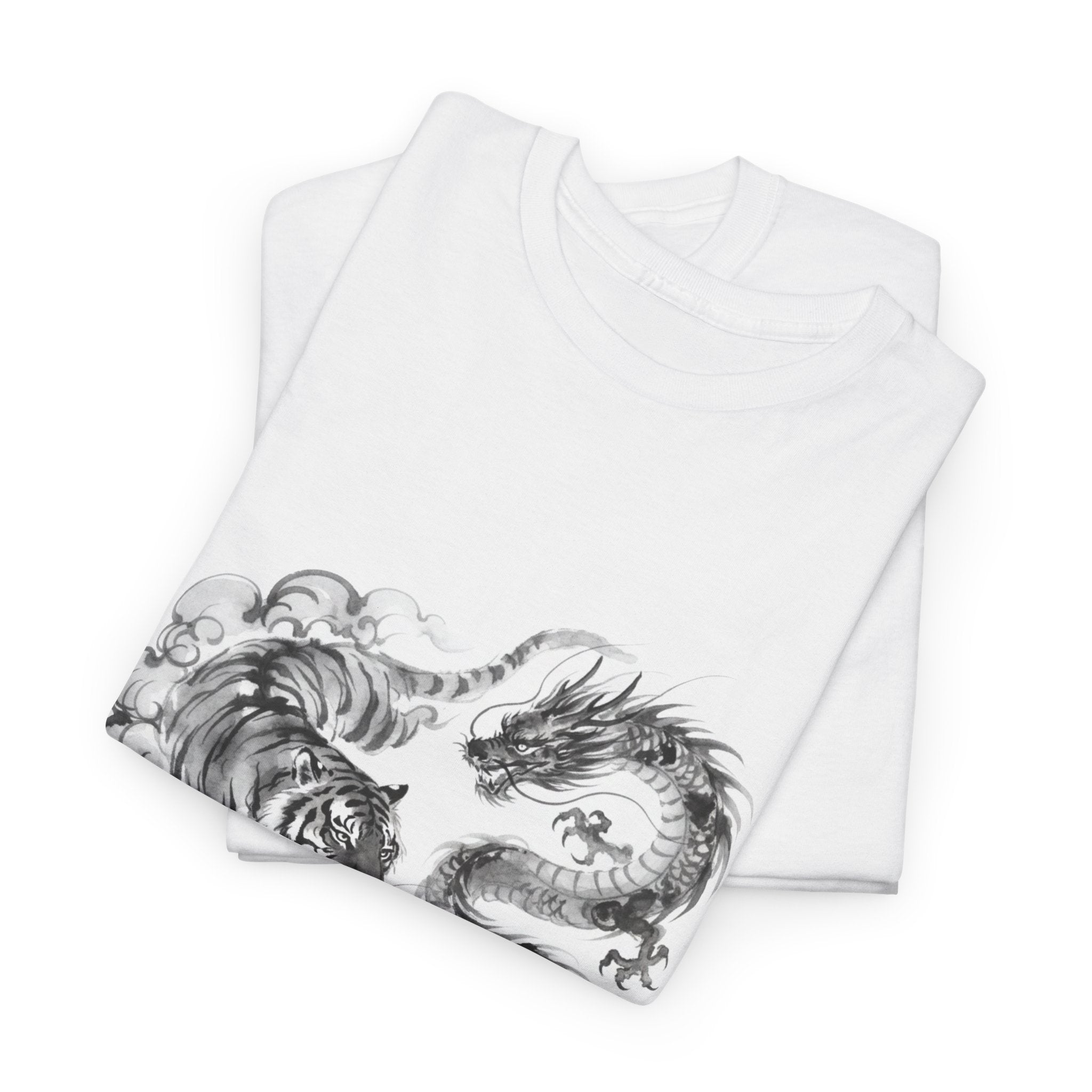 Tiger & Dragon | Modern Japanese Sumi-e / Ink Style Tshirt Secondary image