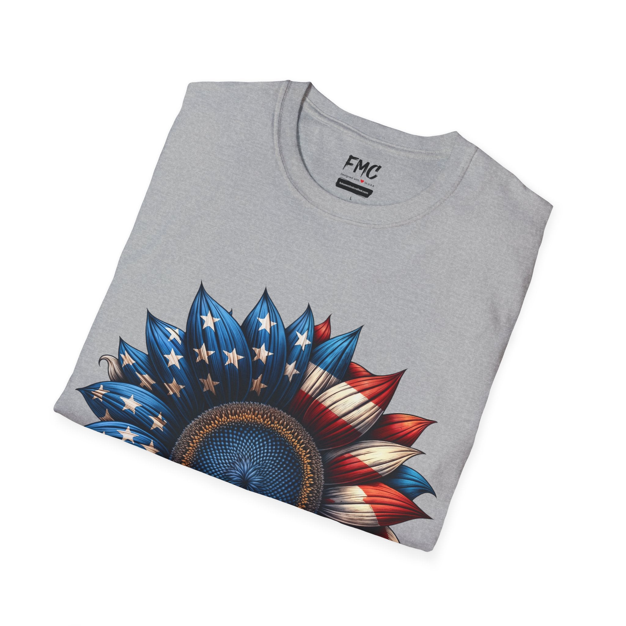 4th of July Shirt: Patriotic Sunflower American Flag Tee for Independence Day, Shirt for Women, Sunflower Tshirt, Fourth of July