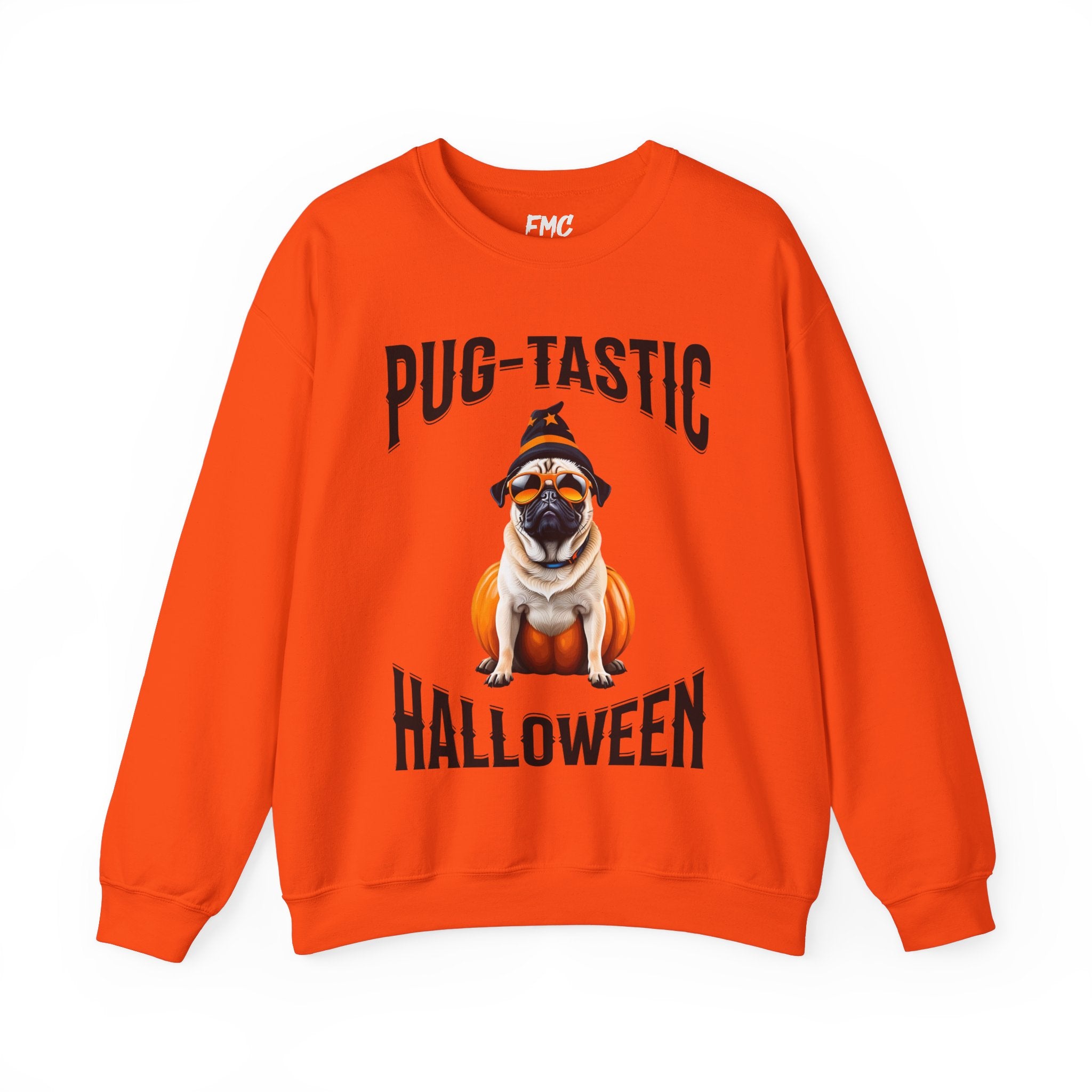 Pug Halloween Adult Sweatshirt - Pug-tastic Halloween Dog Adult Sweatshirt, Orange Halloween Adult Sweatshirts, Halloween Adult Sweatshirt