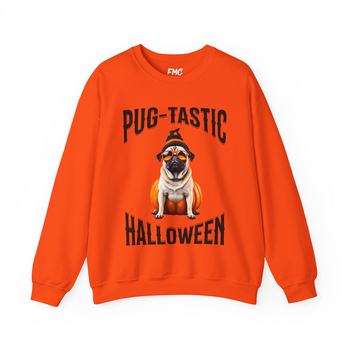 Pug Halloween Adult Sweatshirt - Pug-tastic Halloween Dog Adult Sweatshirt, Orange Halloween Adult Sweatshirts, Halloween Adult Sweatshirt