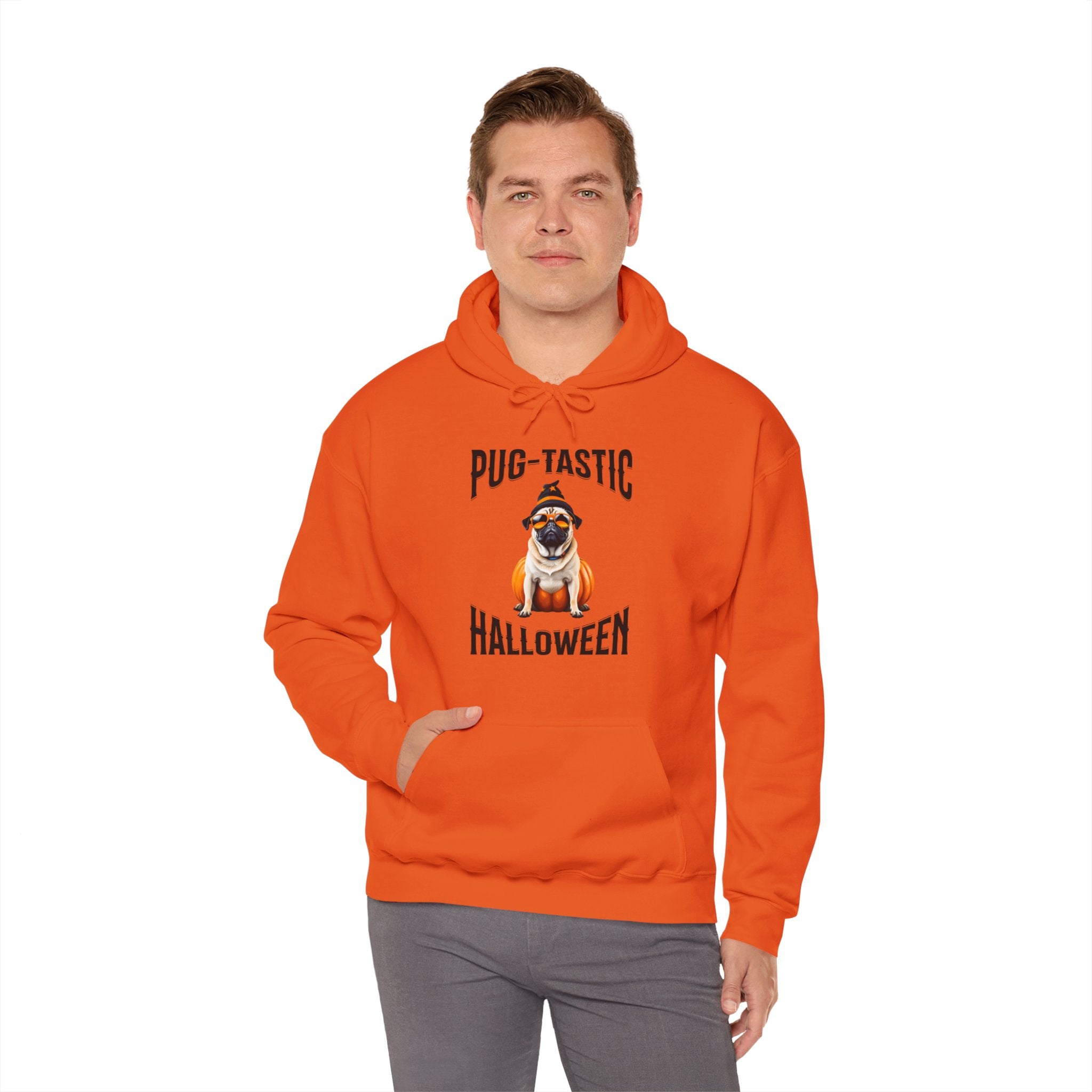 Pug Halloween Adult Hoodie - Pug-tastic Halloween Dog Adult Hoodie, Orange Halloween Adult Hoodie, Perfect Pug Gift, Halloween Gift