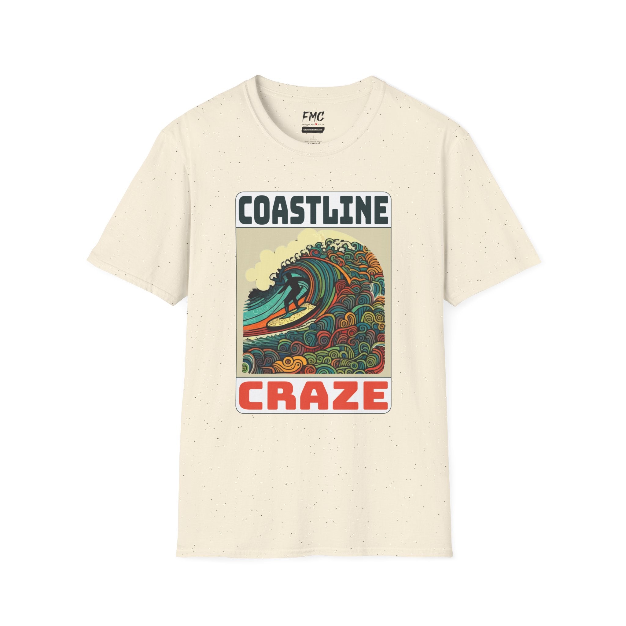 Coastline Craze Shirt - Man Surfing Colorful Summer Tee, Cool Beach Tee for Men, Trendy Summer Shirt, Perfect Summer Beach Outfit, Vacay Tee