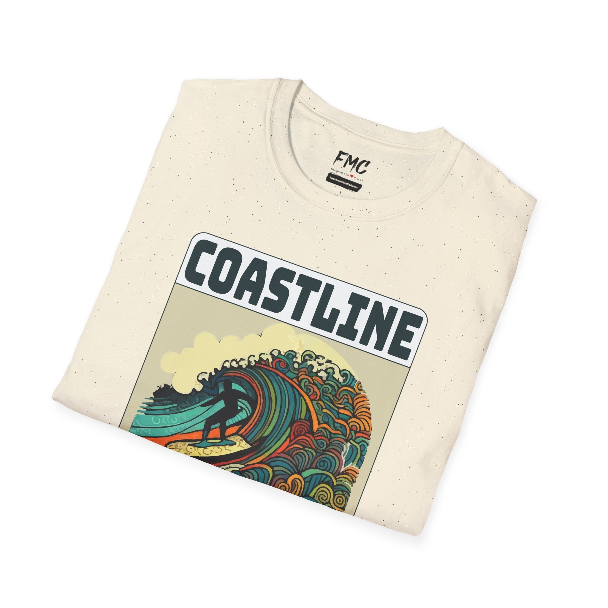 Coastline Craze Shirt - Man Surfing Colorful Summer Tee, Cool Beach Tee for Men, Trendy Summer Shirt, Perfect Summer Beach Outfit, Vacay Tee