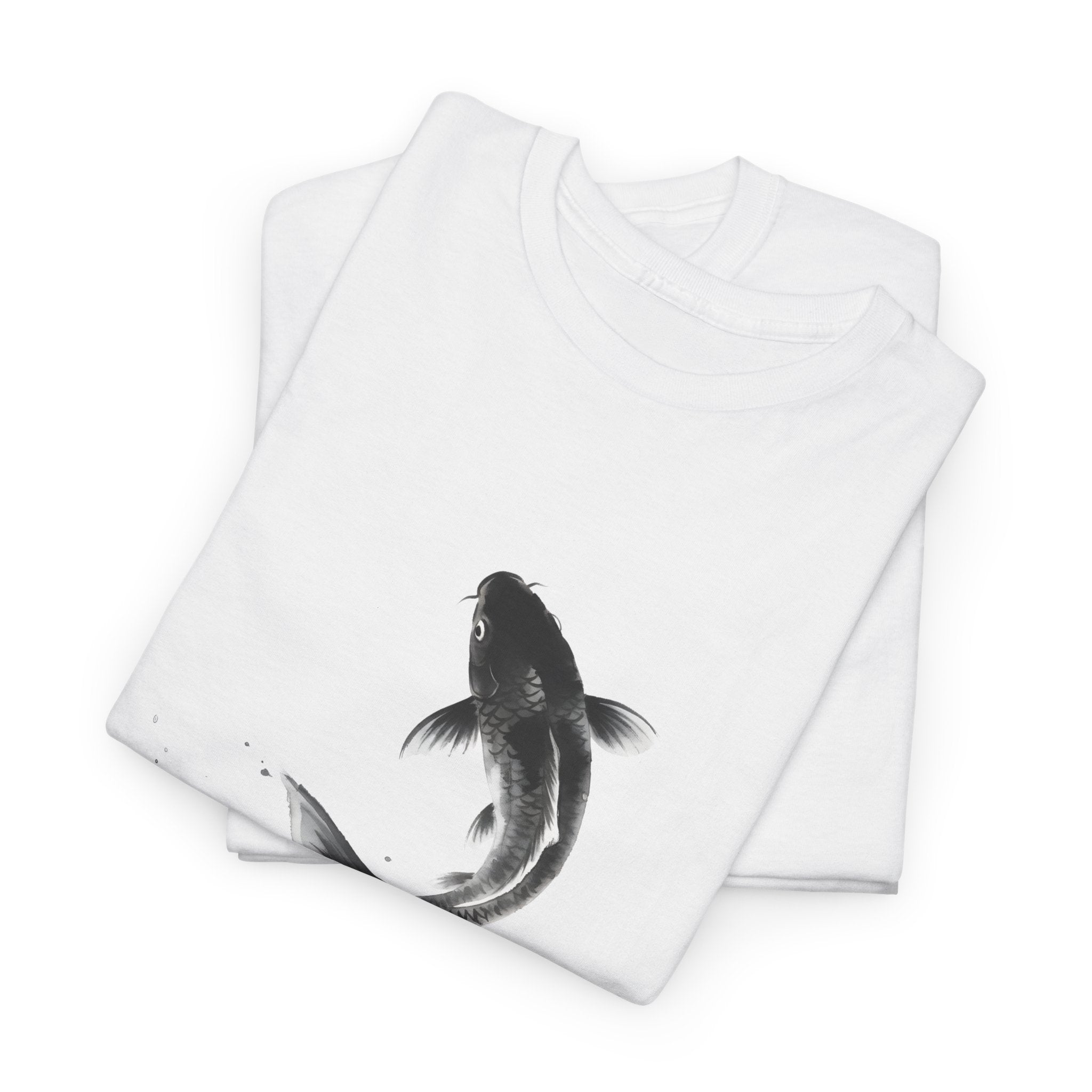 Flowing Koi | Modern Japanese Sumi-e Ink T-Shirt Secondary image