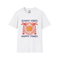 Sunny Vibes Shirt - Happy Times Palm Tree Tee, Unisex Beach Shirt, Trendy Summer Shirt and Beach Outfit, Ideal Vacay Shirt and Summer Gift, Tee