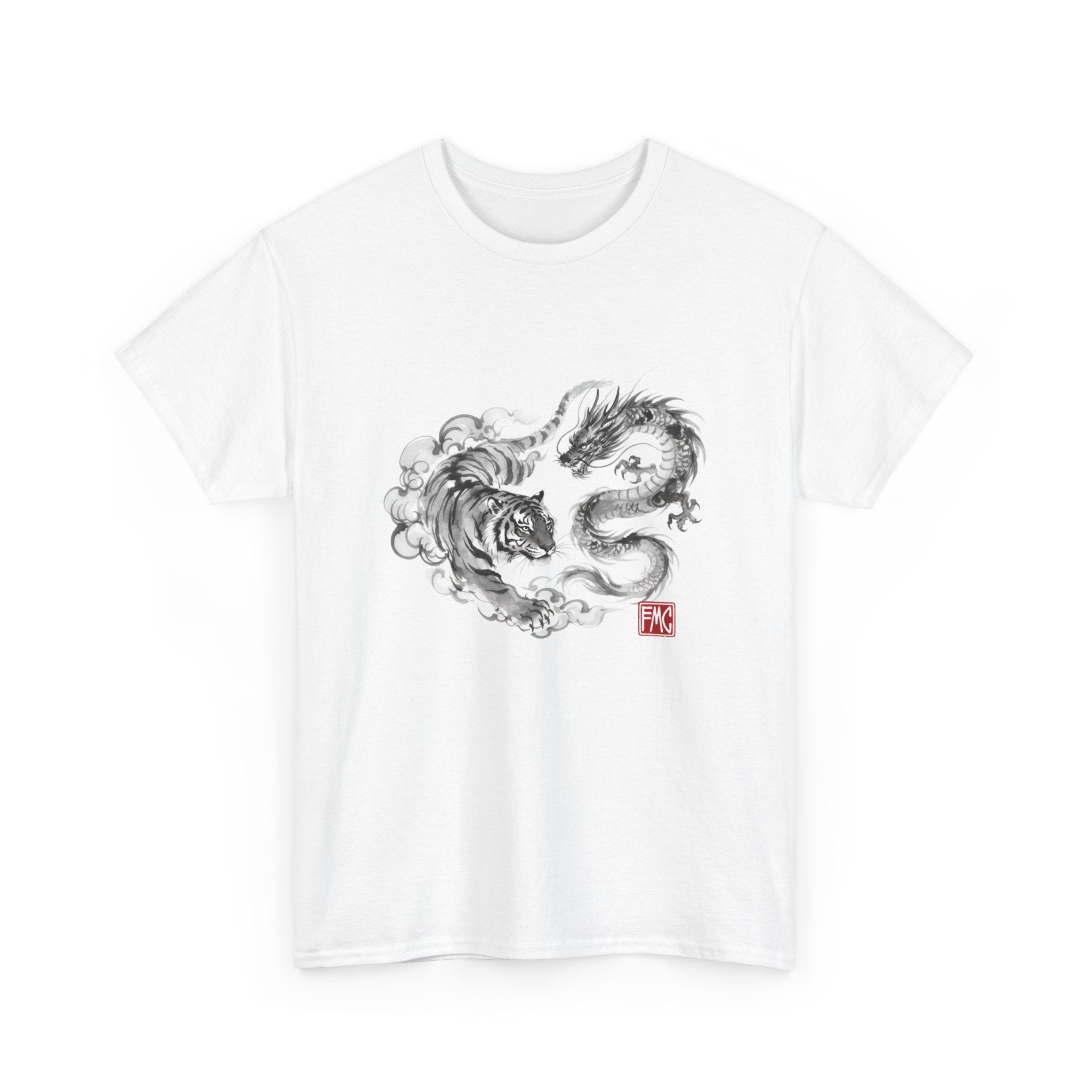 Tiger & Dragon | Modern Japanese Sumi-e / Ink Style Tshirt Main image