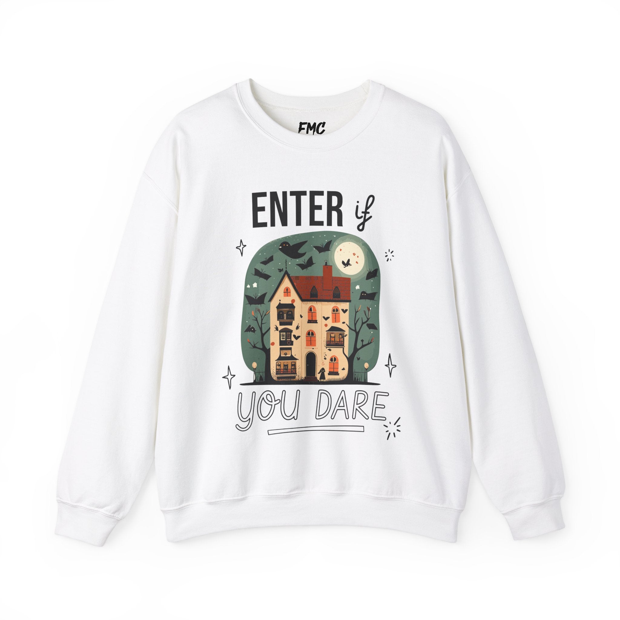Enter If You Dare Sweatshirt - Haunted House Sweatshirt, Scary House Sweatshirt, Unisex Halloween Apparel, Funny Halloween Puns, Trendy Halloween Sweatshirt